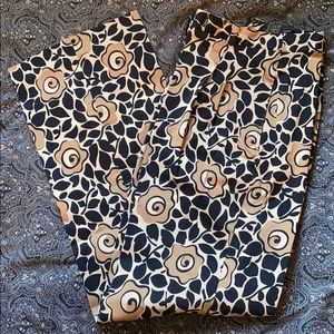 Willi Smith Black and Tan Floral Pleated Pants